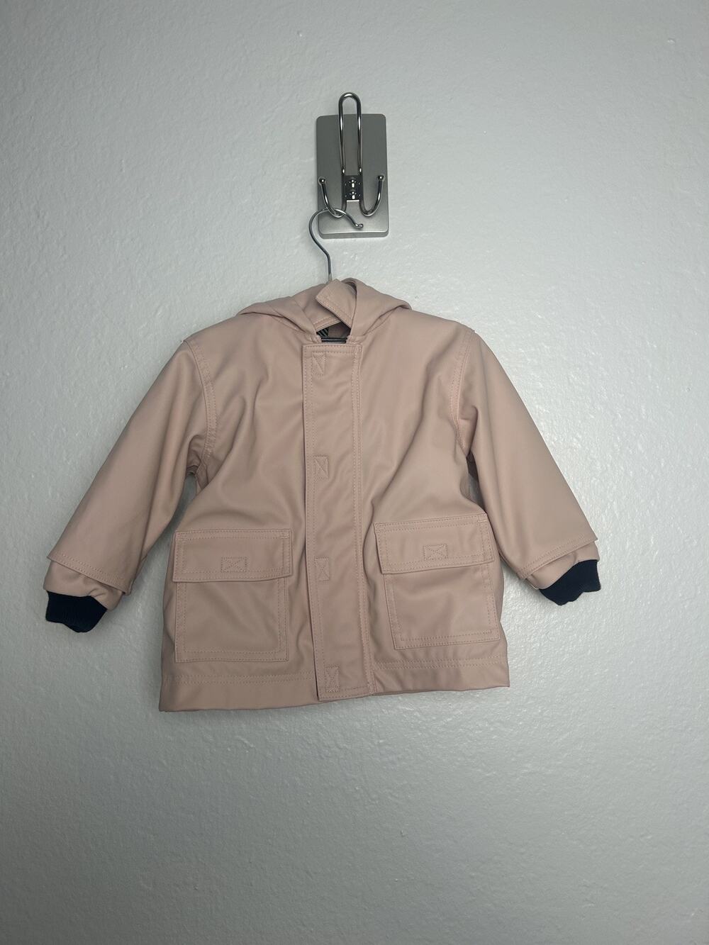 Petit Bateau Light Pink Kid hooded lined rain jacket Size 6 Mos